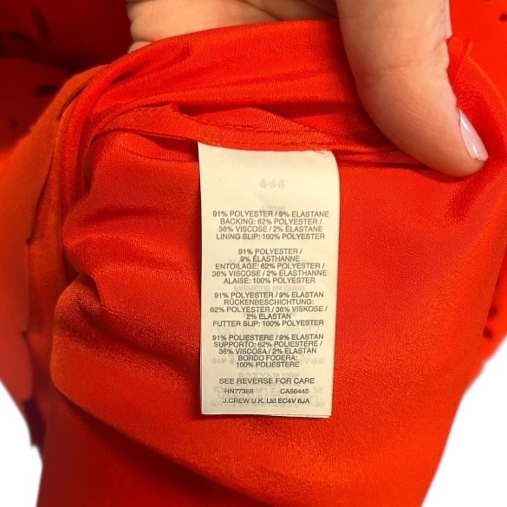 J. CREW Laser Cut Floral Shift Dress Women Size 10 Orange Sleeveless Lined - Picture 4 of 5